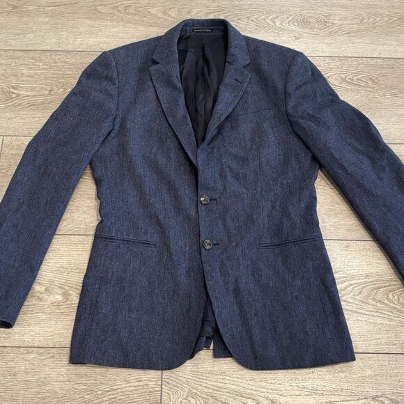 Reiss Blazer Mens 38 Blue Wool Blend Single Breast Blazer Sport Coat - Picture 1 of 12